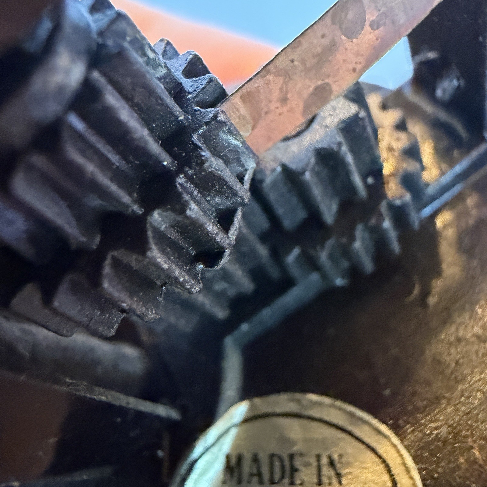 Pencil Sharpener Miniature Clock Die Cast/Bronze -Durham Industries Turning Gear