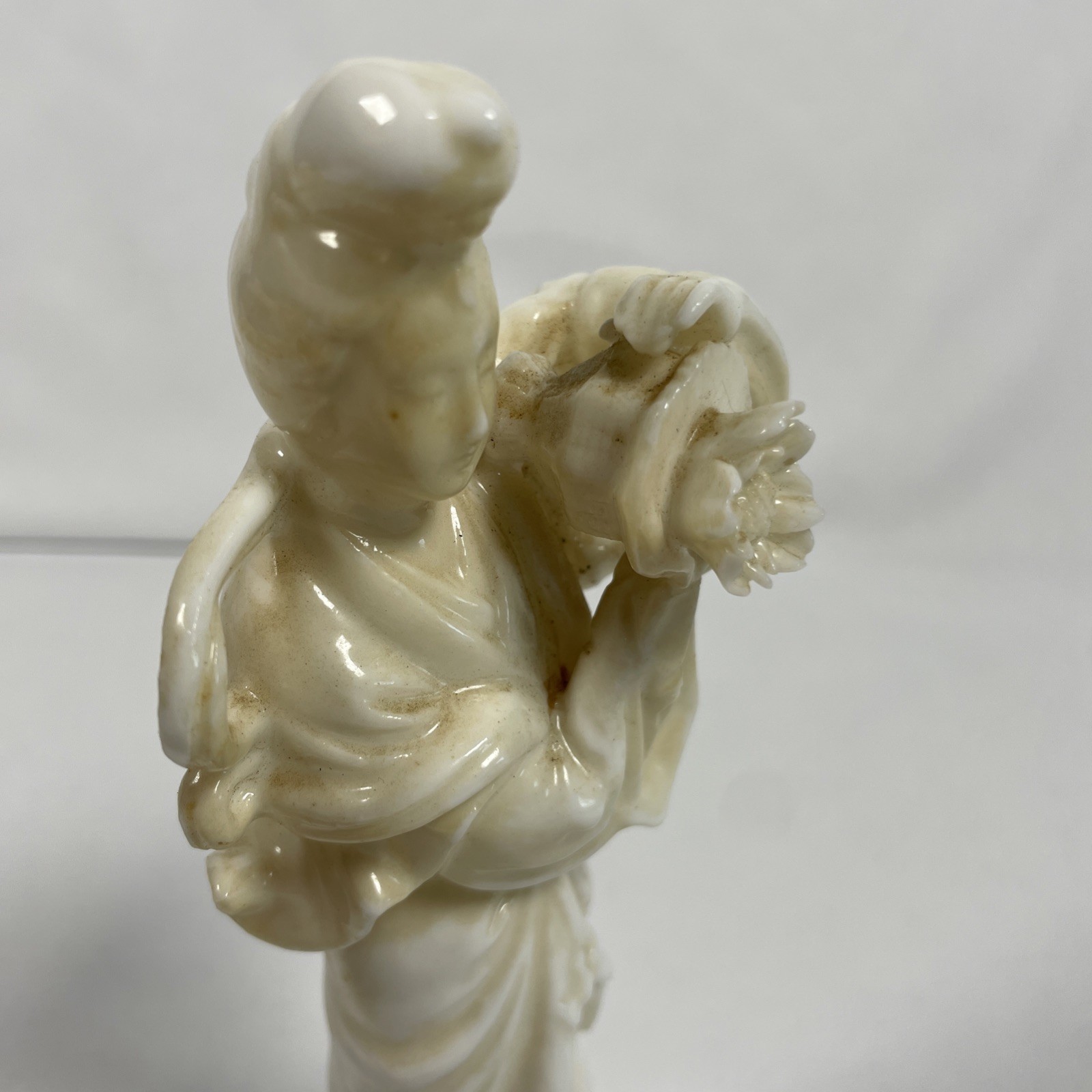 Vintage Solid White Geisha Japanese Lady Figurine Ardalt Japan Verithin Lenvile
