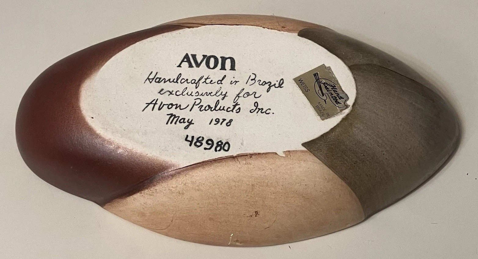Avon Brazil Ceramic Organizer Dish 6.5 Inch Vintage Collectible Decor