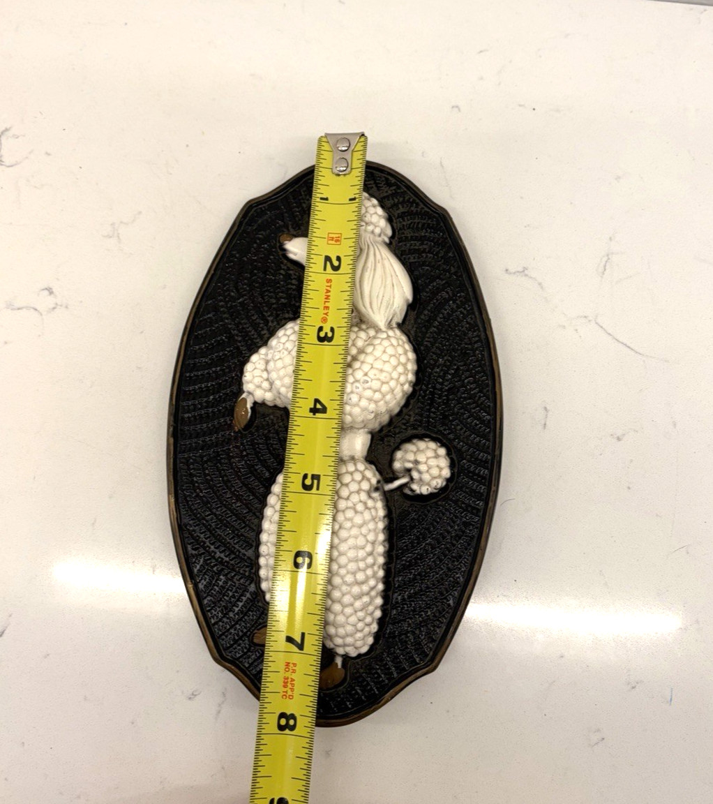 1969 Miller Studio Chalkware Plaque White Standing Poodle Wall Hanging 8″ Tall