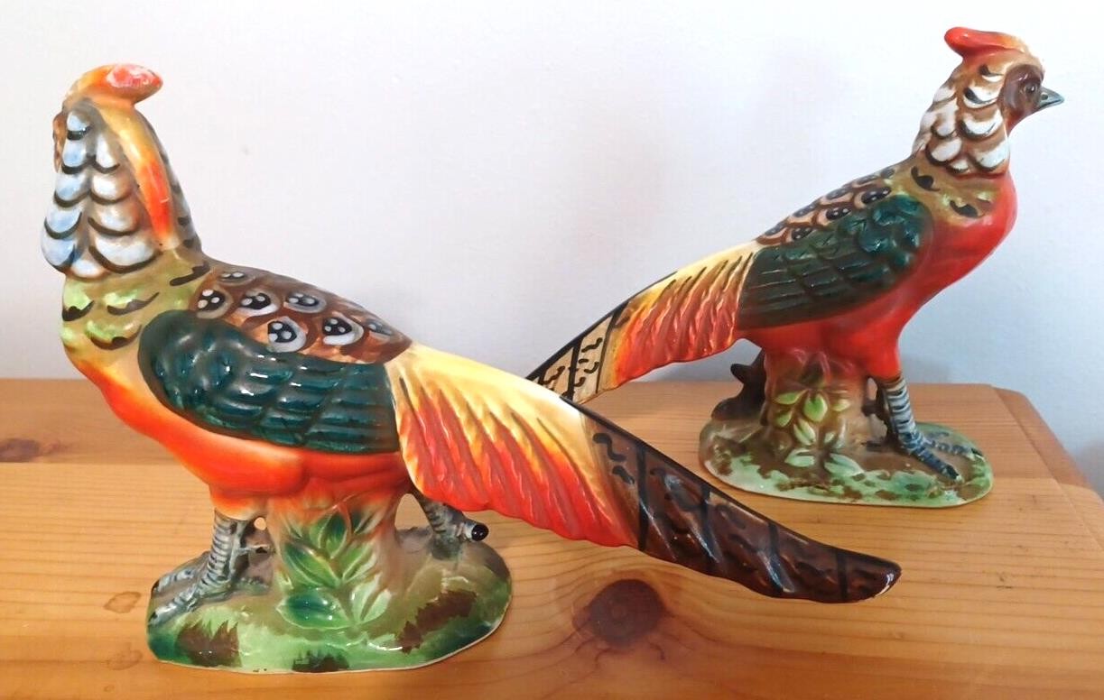 Arco Pheasants VTG Colorful 6 3/4″ VTG Ceramic Decor Hand Painted Japan