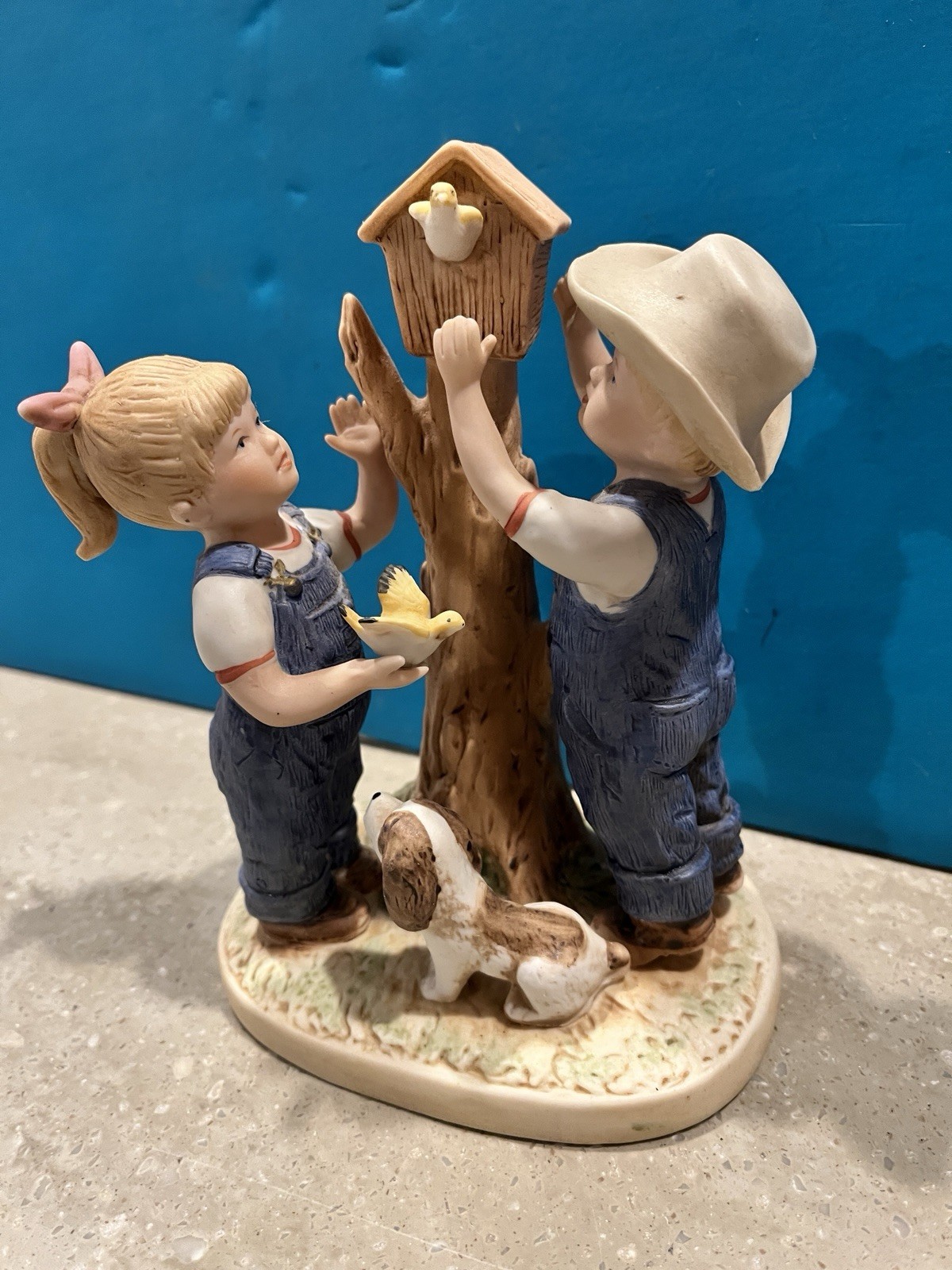 Vintage Home Interiors Homco Denim Days 8888 Our Birdhouse Figurine 1985