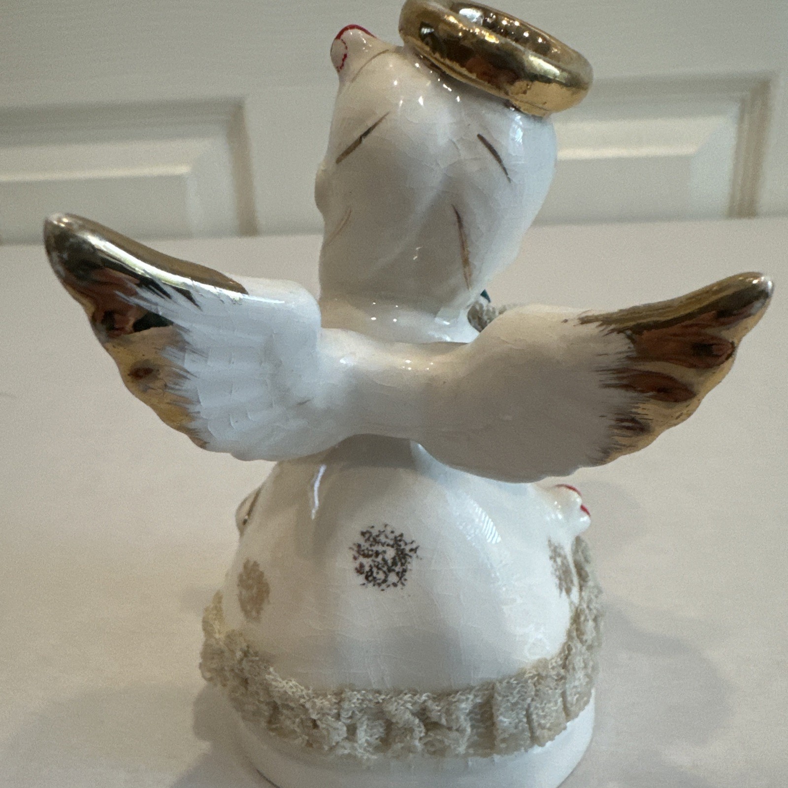 Vintage ART December Birthday Angel With Christmas Wreath Japan