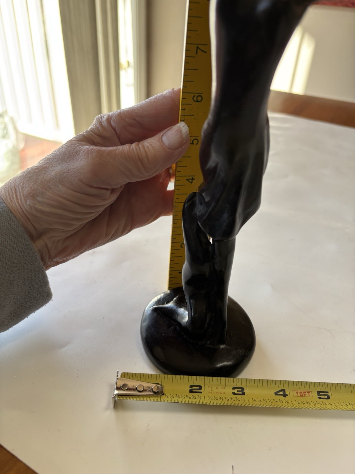 Abstract Sculpture Dancer Figurine Lady Dark Brown 10 in Contemporary Khaique(?)