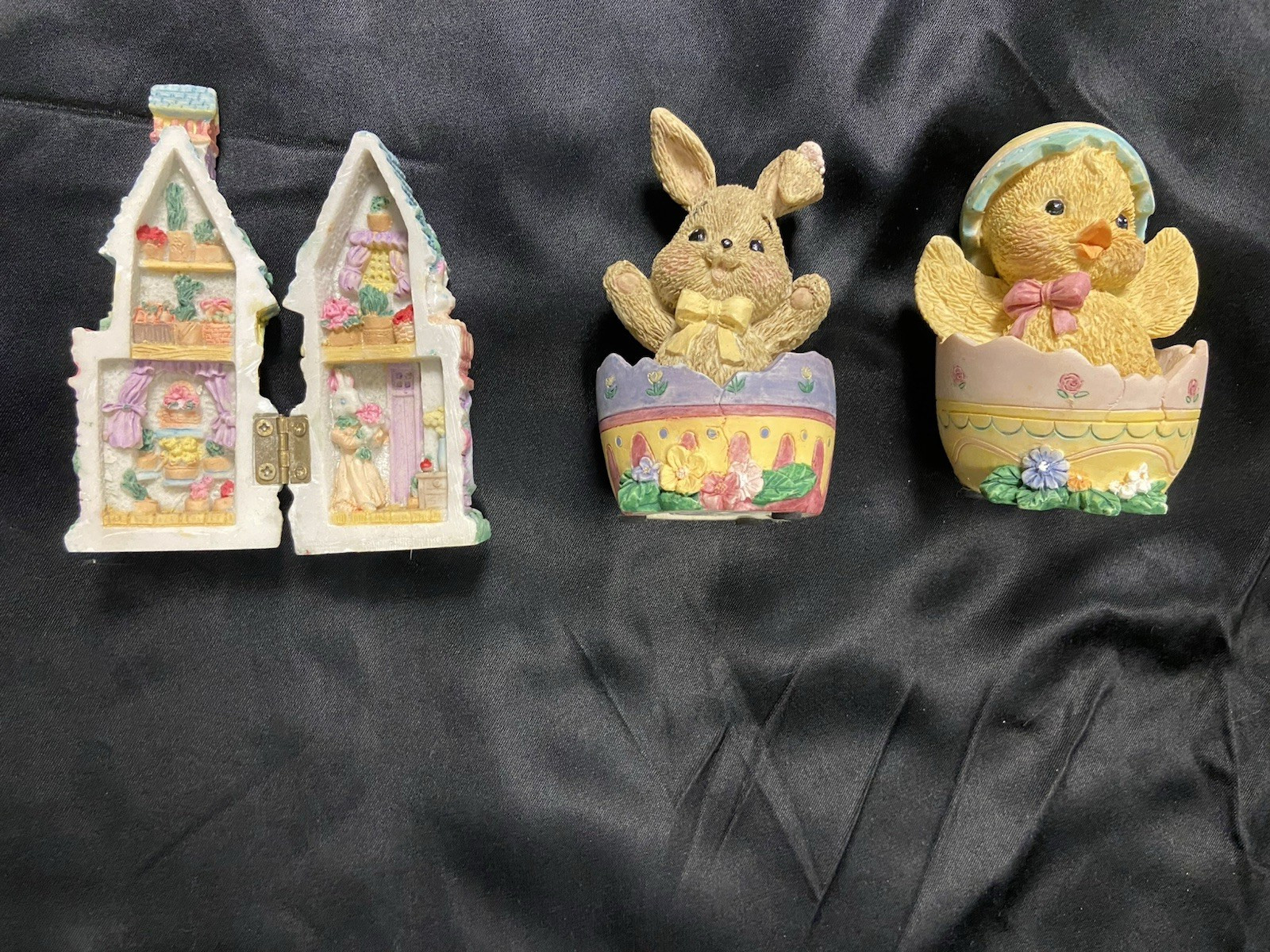 Vintage Easter Figurines (Lot of 3) including Bunny, Chic & Hinged House