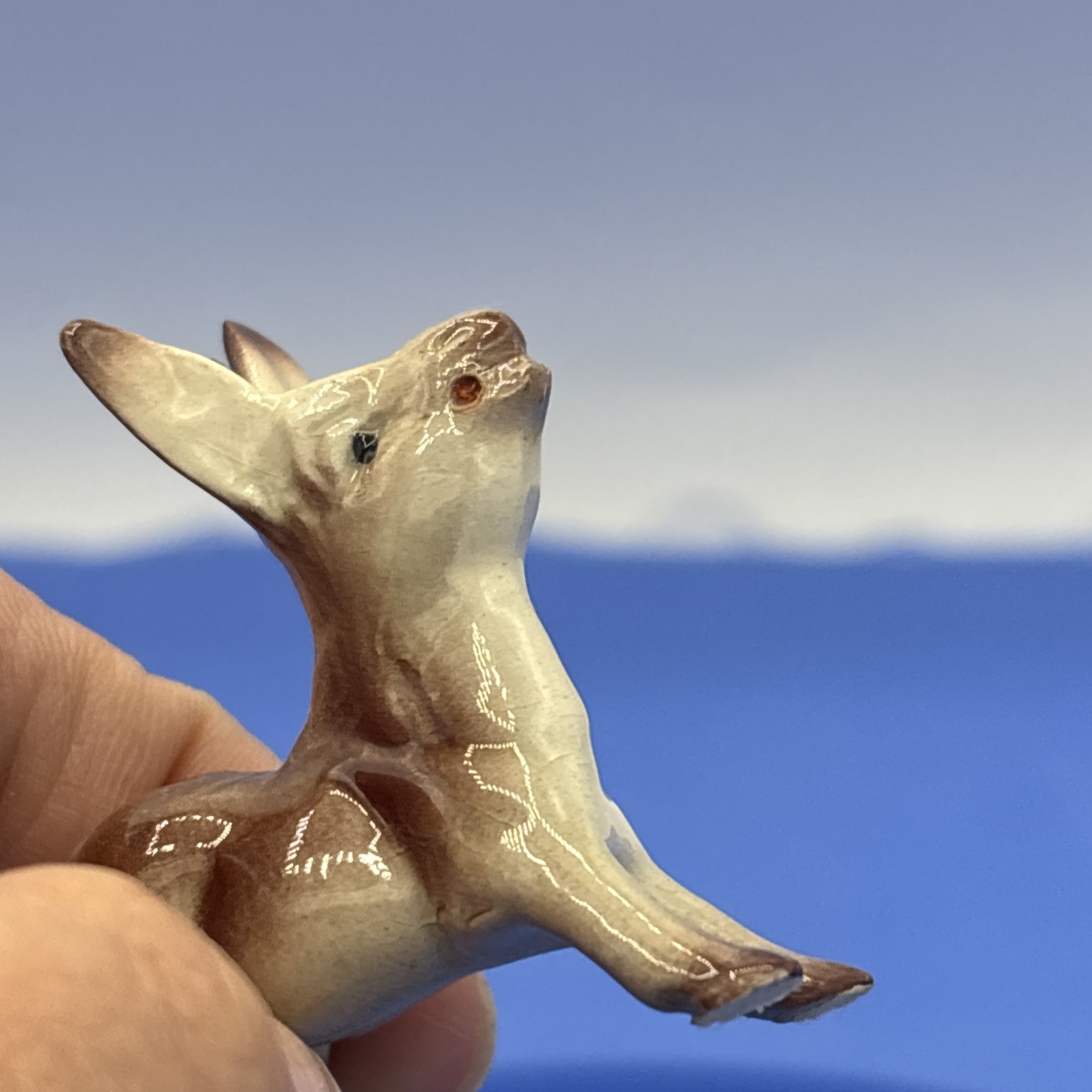 Vtg Hagen Renaker Donkey Mule Figurine Standing Brown & White With Red Mouth