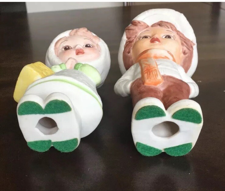 Vintage Hand Painted 6 1/2” Porcelain Boy and Girl Figurines Beautiful Faces