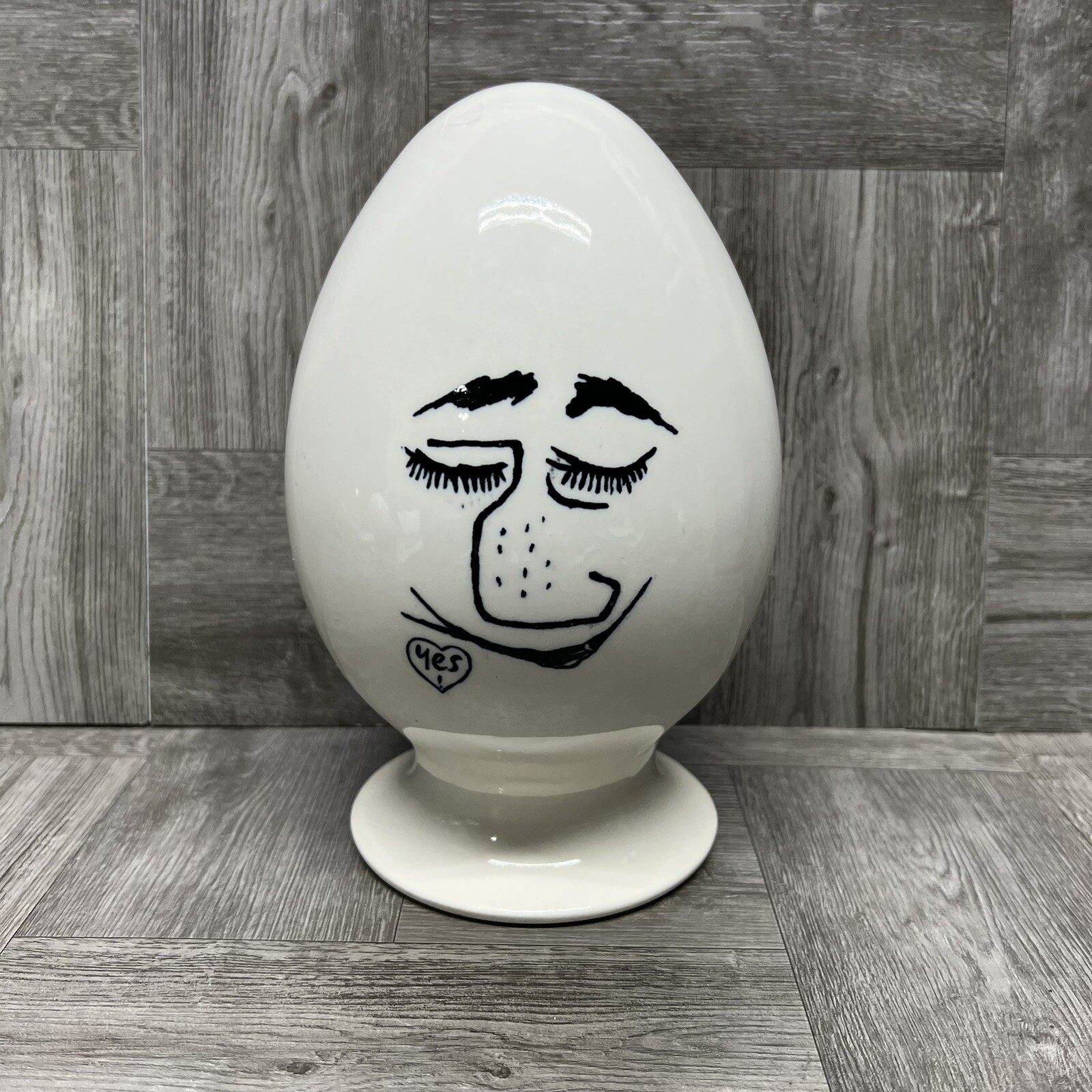 Vintage 1959 Lagardo Tackett Schmid Ceramic Egghead Stash “Yes” DAMAGE RARE HTF