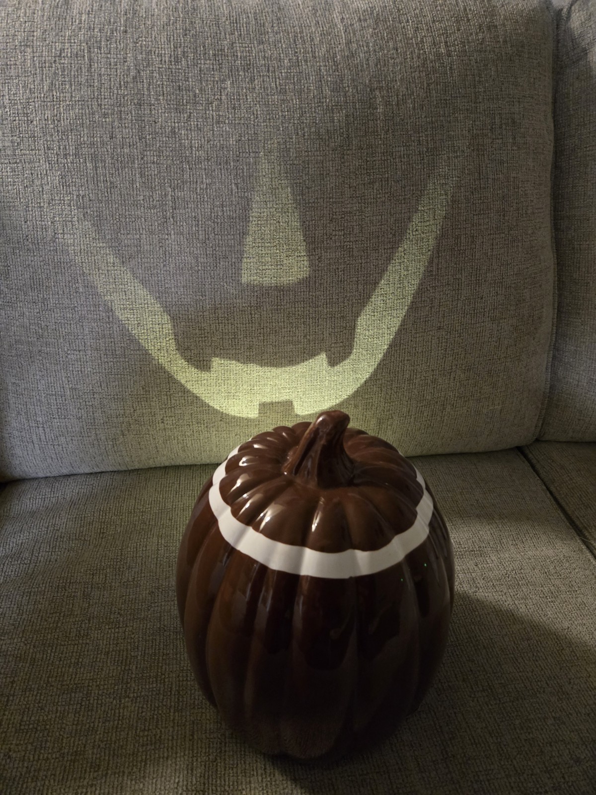 Ceramic football Light Up Pumpkin New Condition..