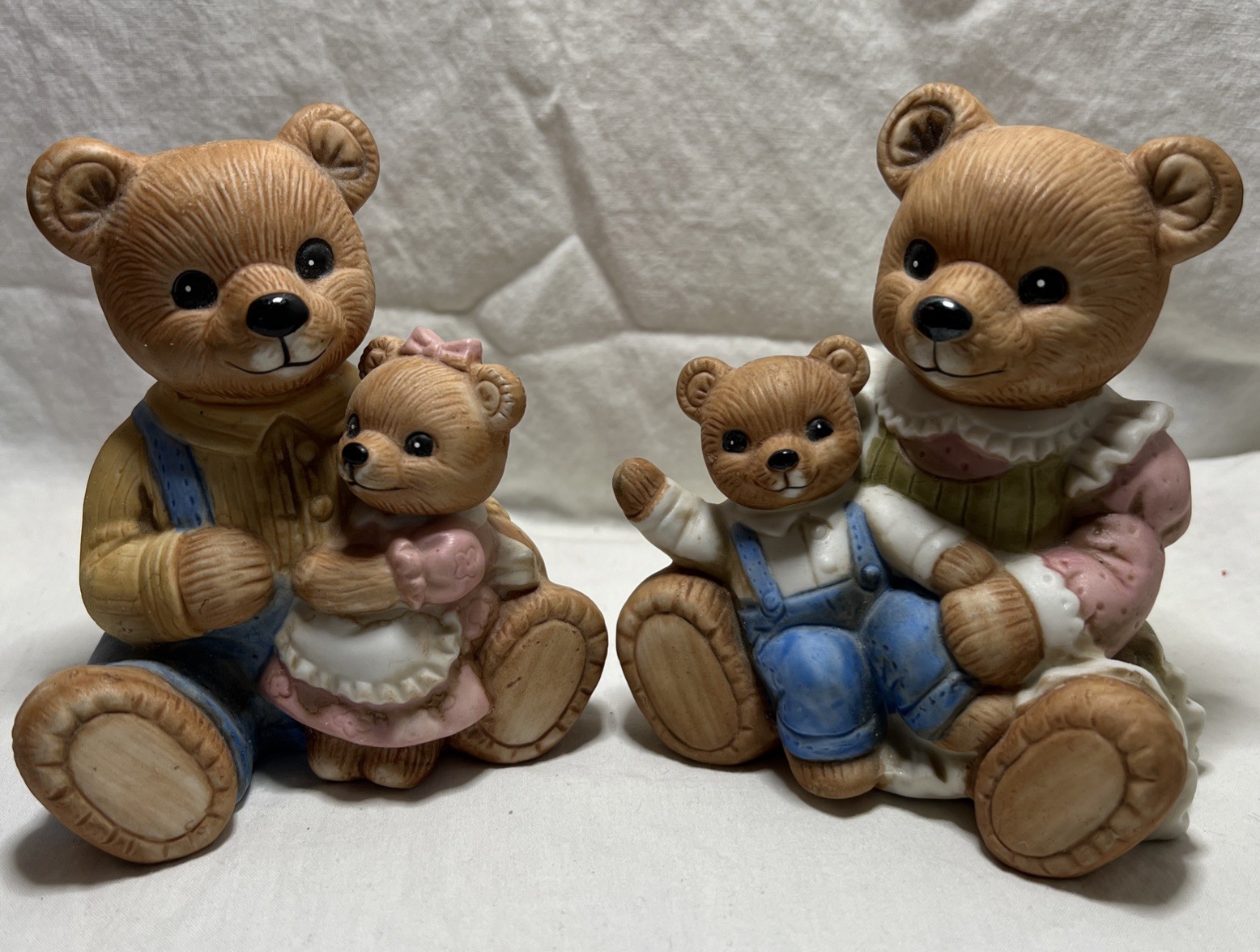 Vintage Homco Family Mother Father Mama Papa Bear with Girl & Boy Cub Kids #1444