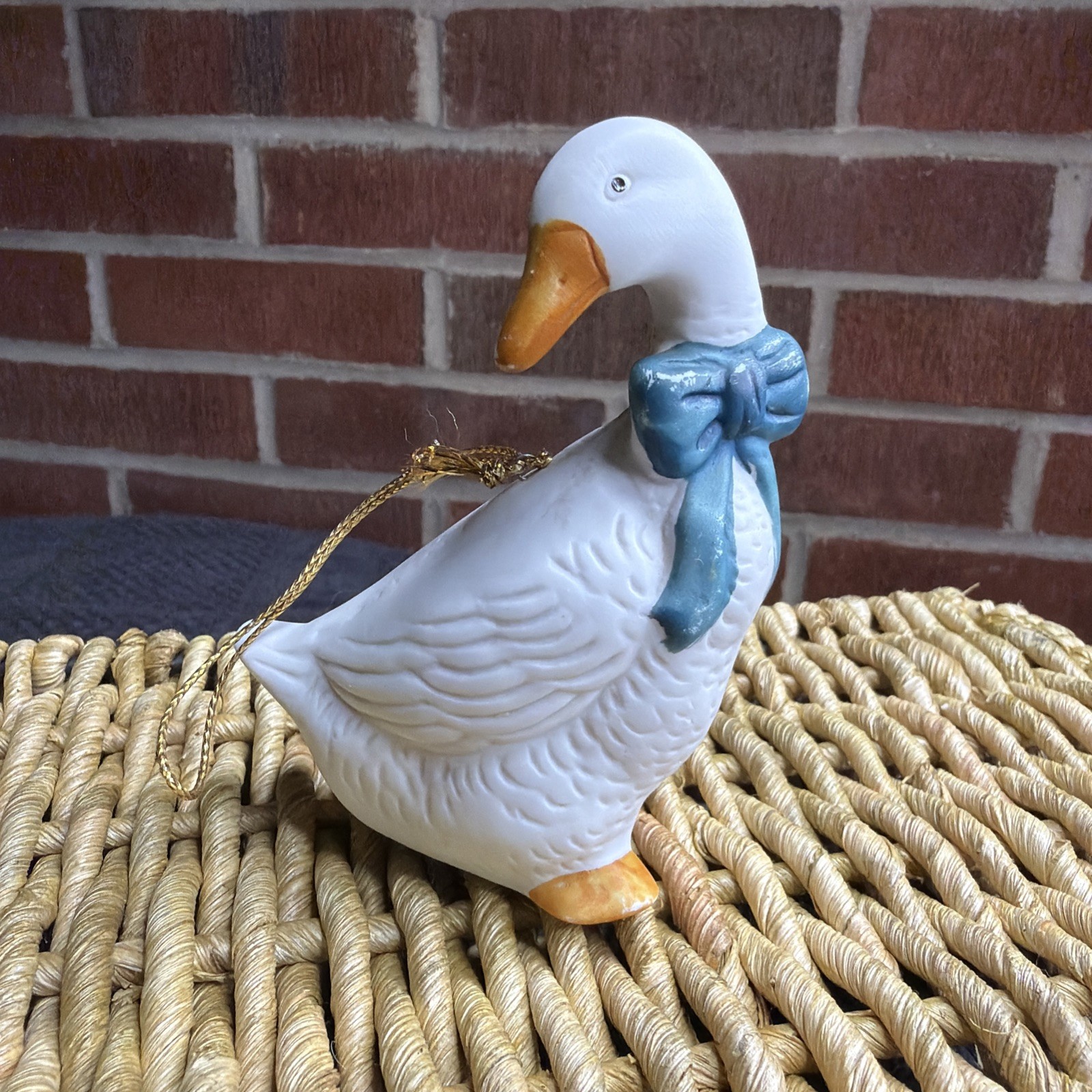 Blue And White Goose Ornament Figurine Vintage Cottagecore