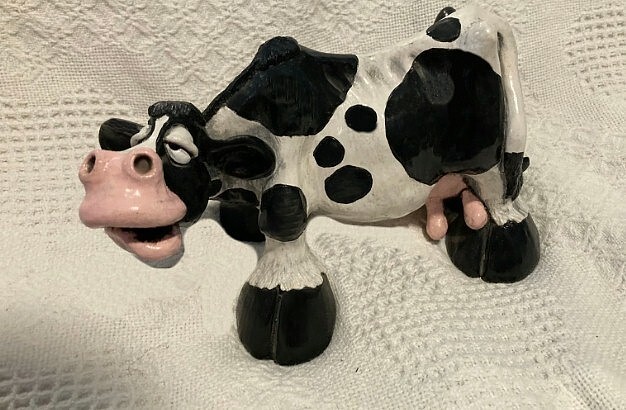 Black COW ~ Artist JOHN Raya ~ Beasties of the Kingdom Figurine 1990
