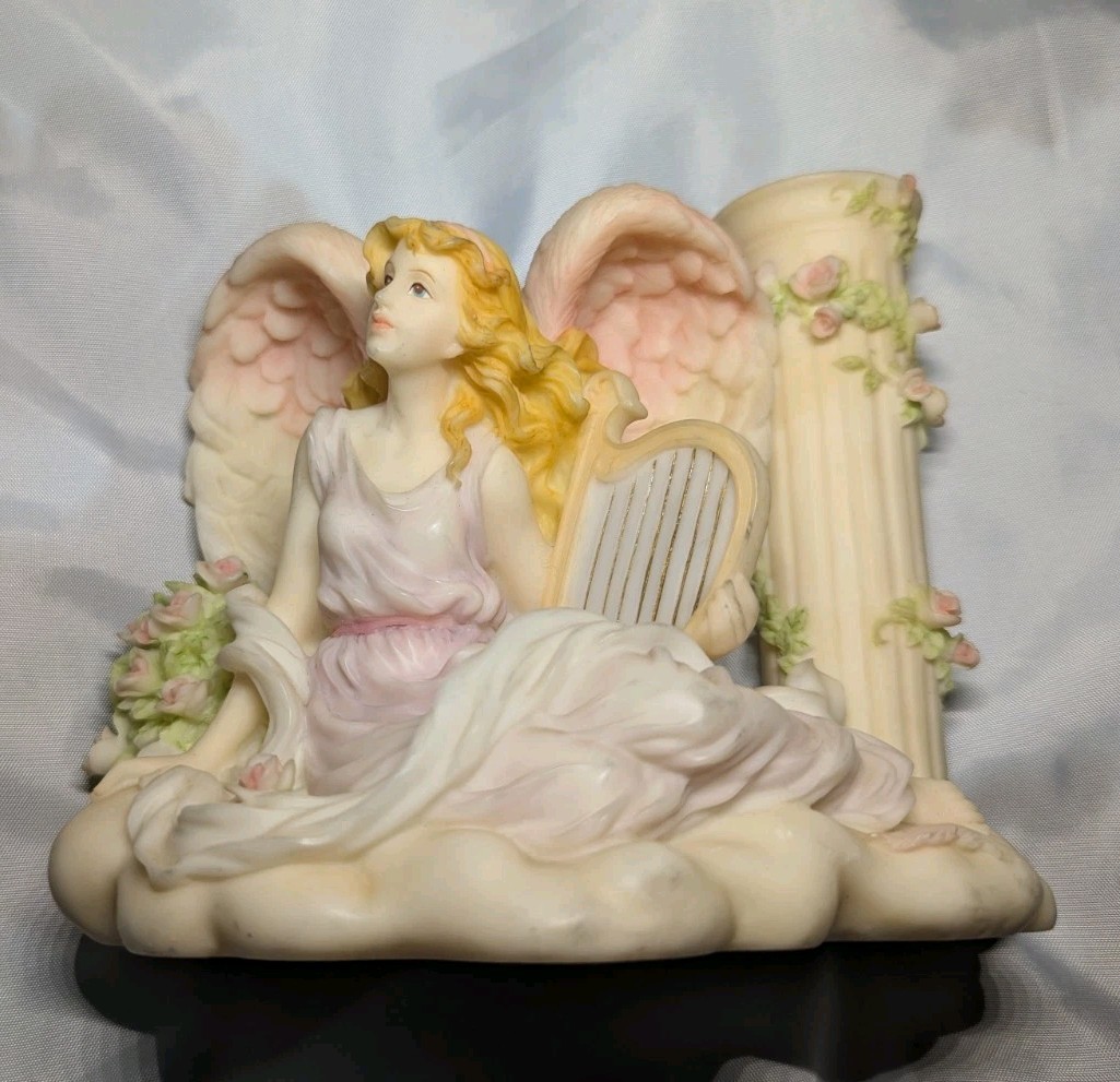 SERAPHIM CLASSICS Lot Of 5 Angel Statues FLORAL Bunnies Harp Infant Butterfly