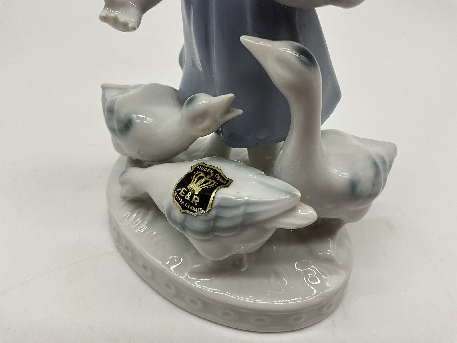 GEROLD PORZELLAN Vintage Figurine Girl w/Geese made in Bavaria Western Germany