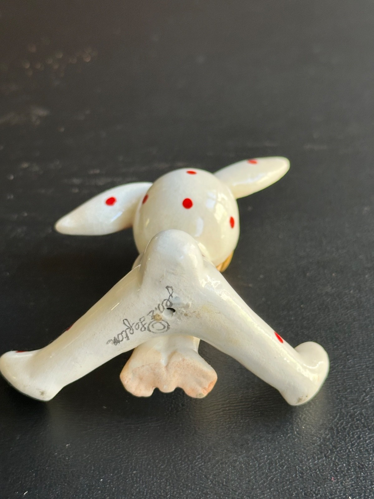 Lefton Vintage Japan polka dot pixie Rabbit bunny Figurine Girl anthropomorphic