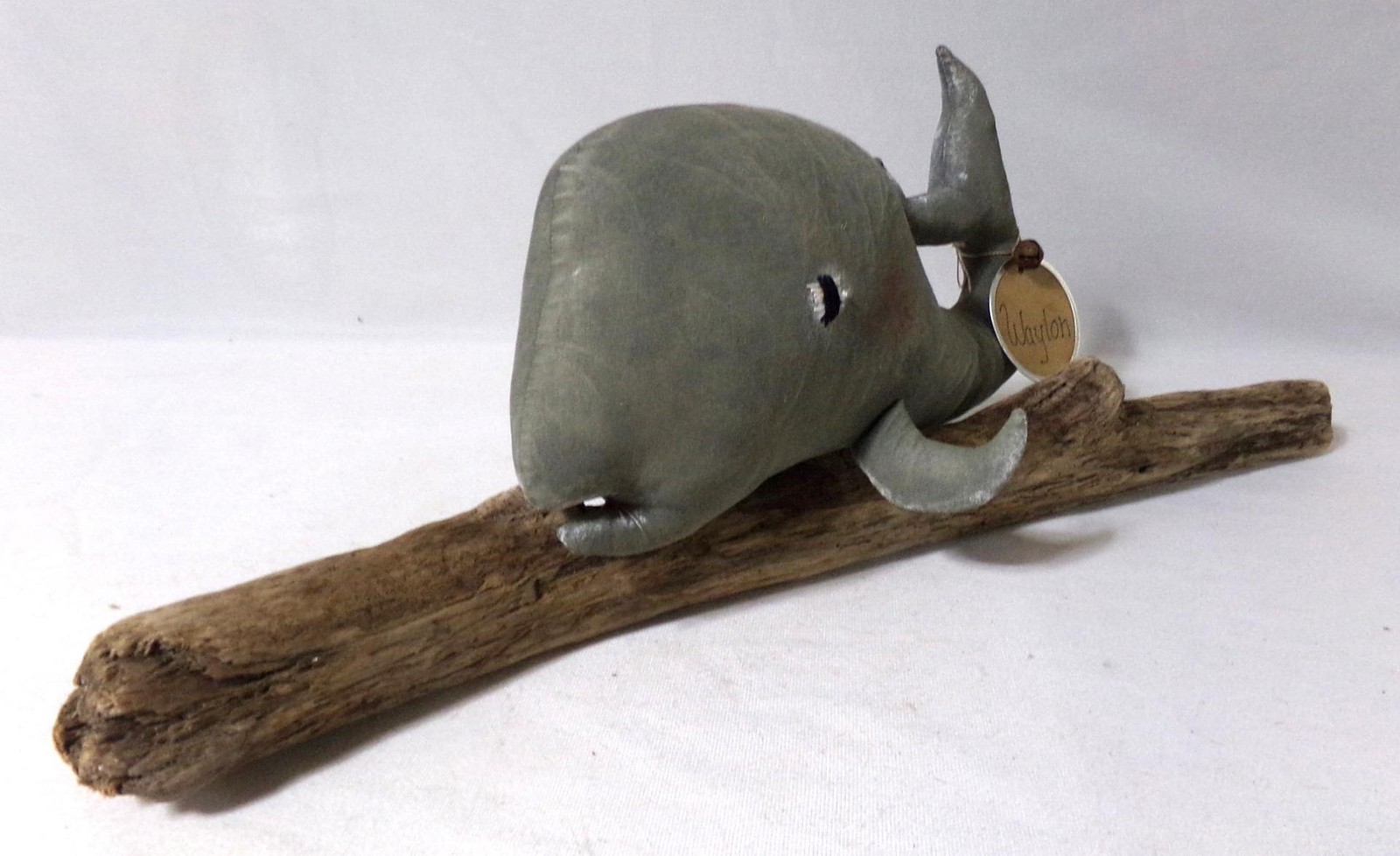 Cindy Williss Oil Cloth Stuffed Plush Whale Sculpture Folk Art