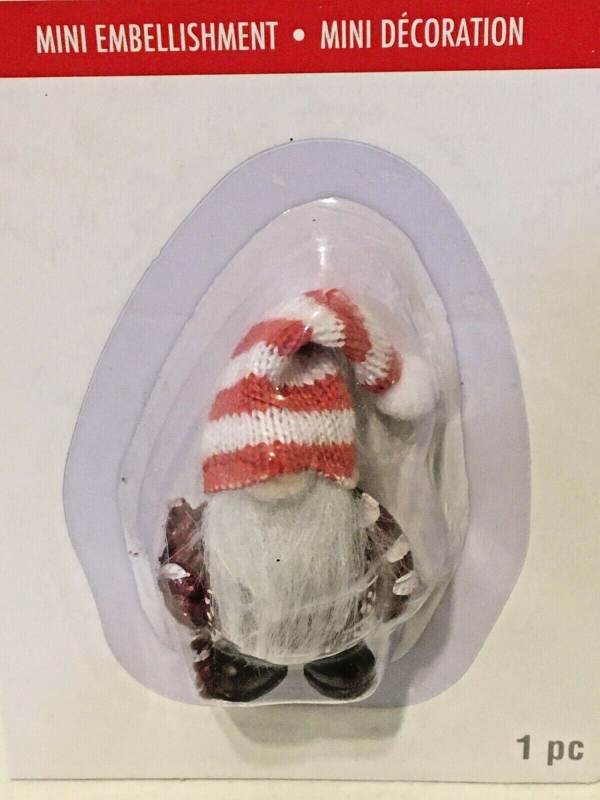 ASHLAND TINY TREASURES MINI EMBELLISHMENTS CHRISTMAS GNOME HOLDING CANDY CANES