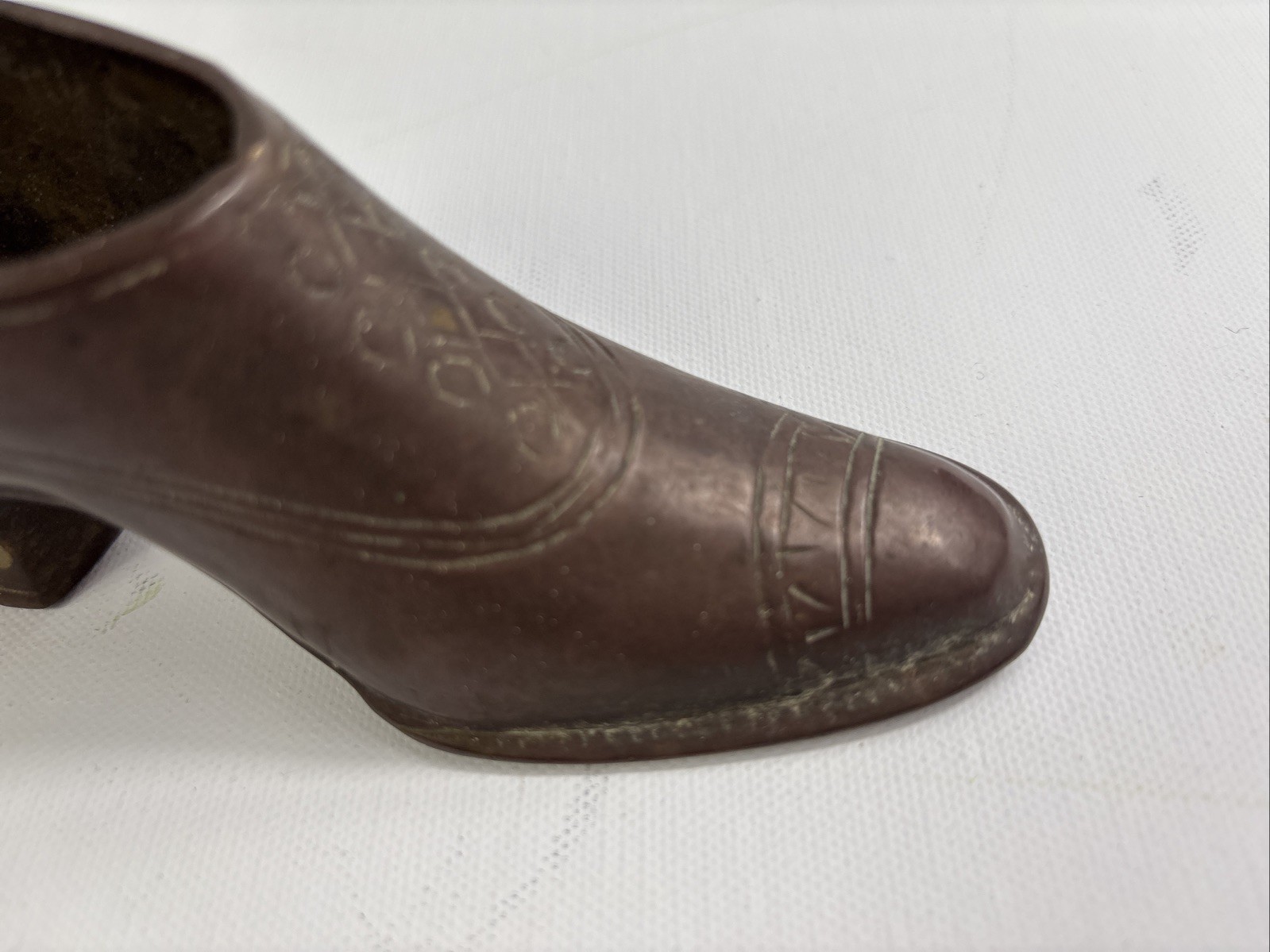 BRASS High Heeled Shoe Figurine Vintage Shoe 5″ X 2.75″