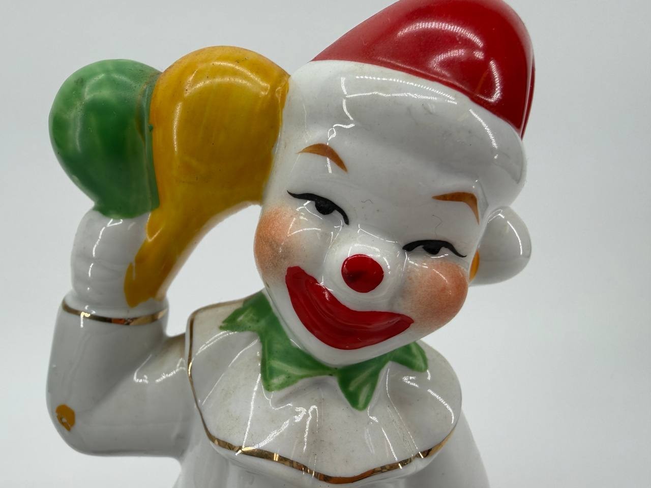 Vintage Clown Figurines Set of 2 Ceramic Hand Painted Colorful Decor 1.08 lb