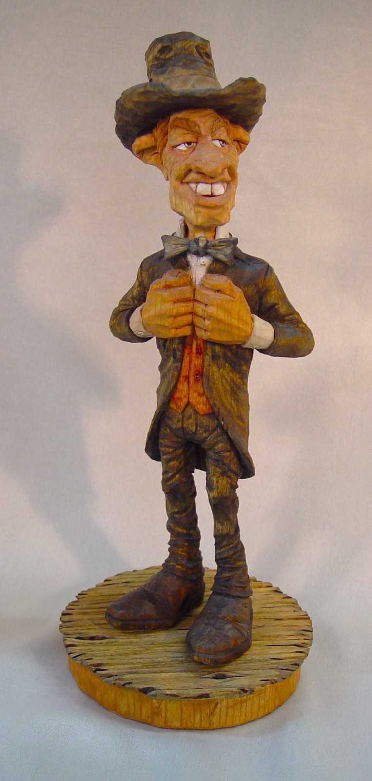 Original Phil Bishop Caricature Wood Carving of “Digby Dirtnap” Undertaker, CCA