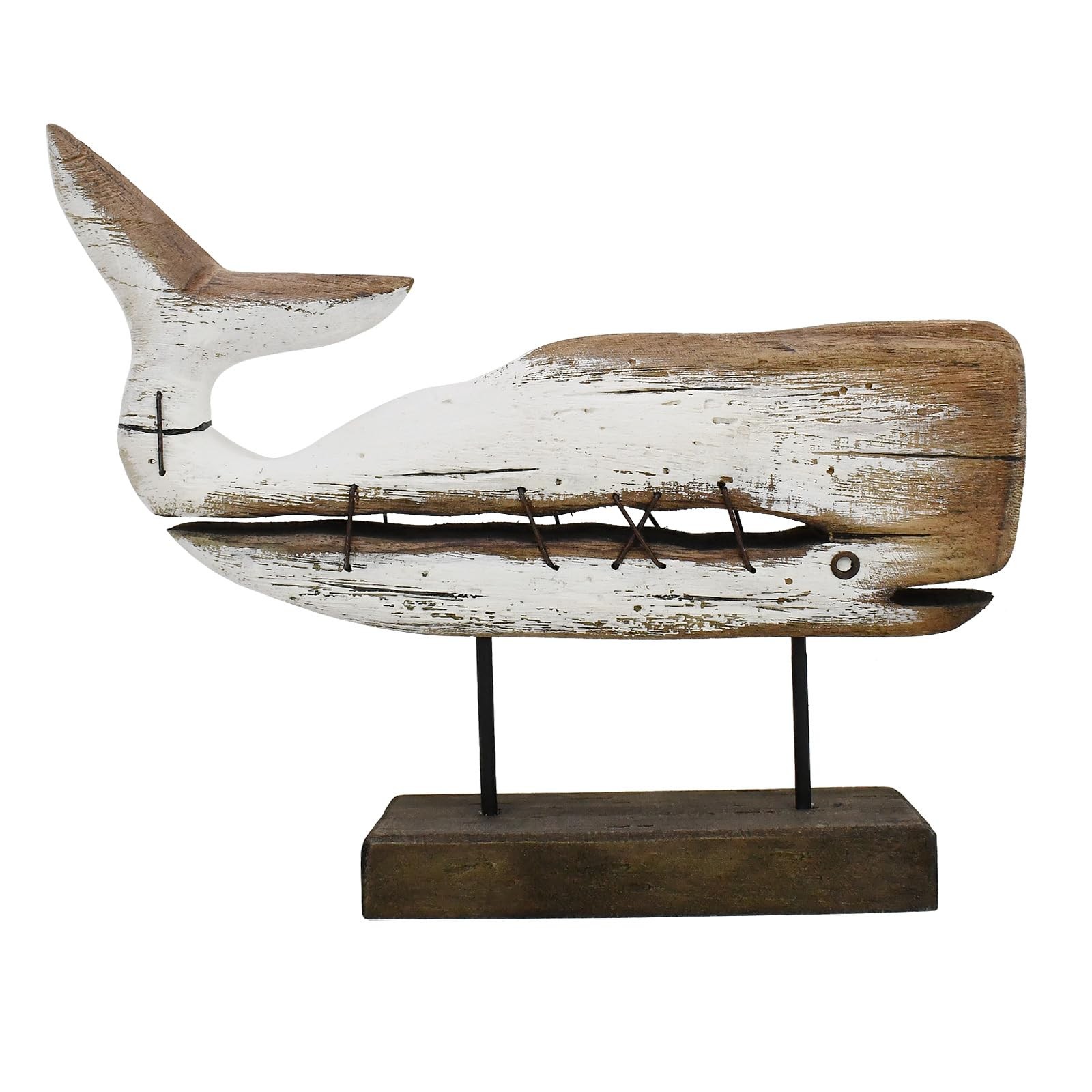 Aecipl Wooden Whale Nautical Tabletop Decor Decorative Beach Ocean Themed Figuri