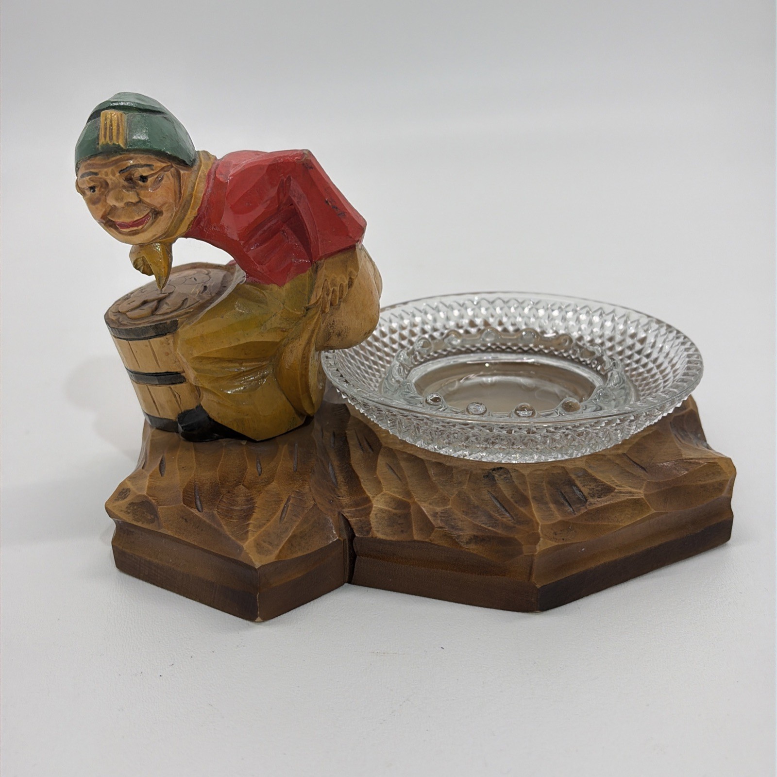 1950’s Vintage Ash Tray Wood Carving Of Man Pooping Made In Germany Gag Gift