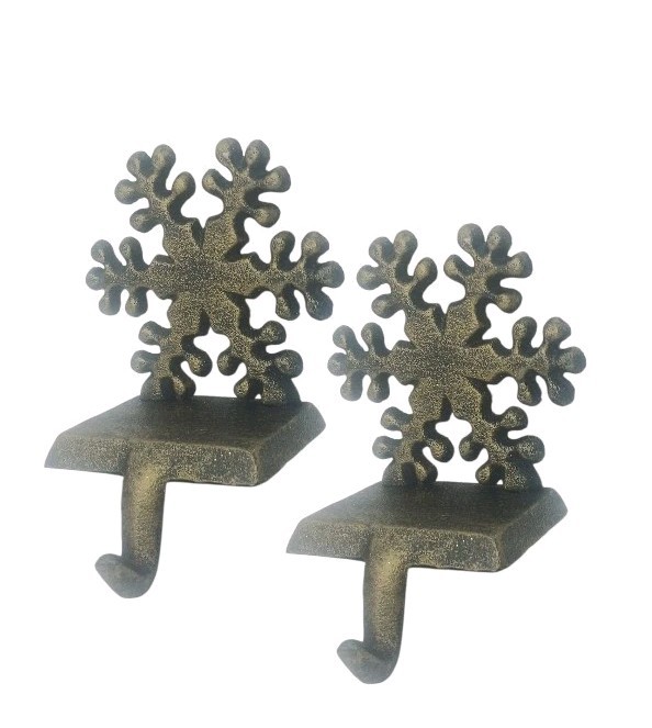 2x New Snowflake Stocking Holder – Cast Iron 14.6 Ounces Each