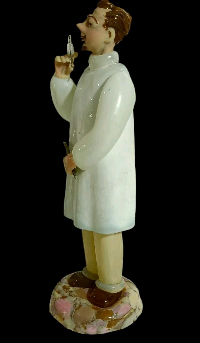 Vintage Czech Occupation Cut Crystal Figural Dentist Man Figurine Sculpture