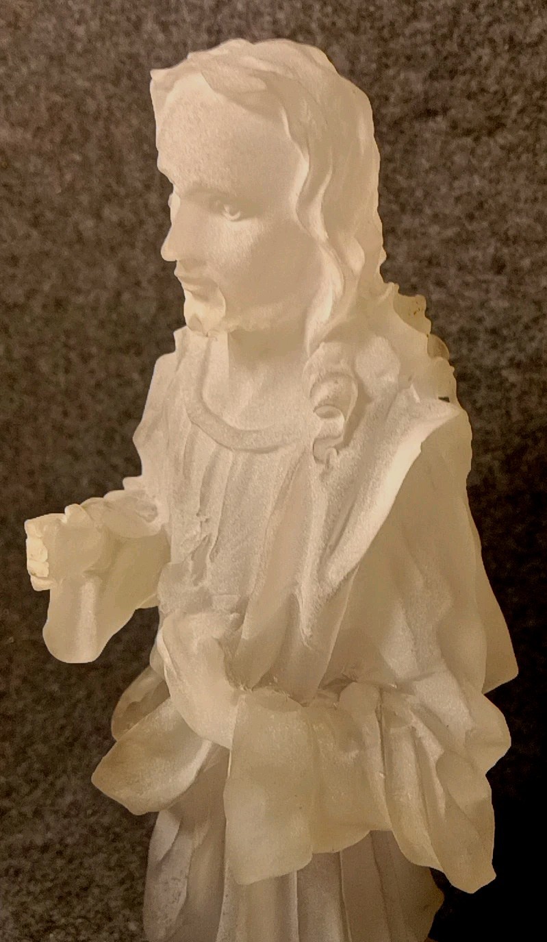 VTG V.RARE Frosted Lucite JESUS CHRIST Crystallus Figure Statue 12″ TRANSLUCENT