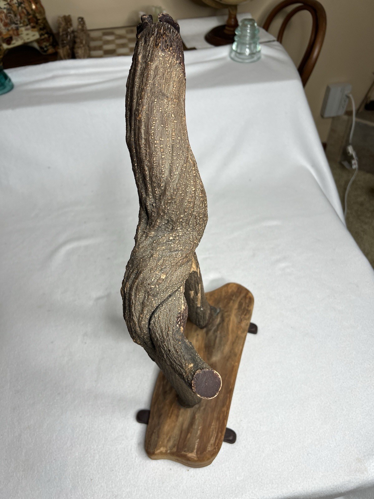 Vintage Unique Folk Art Wood Carving Of Giraffe Made From a Single Twisted Limb