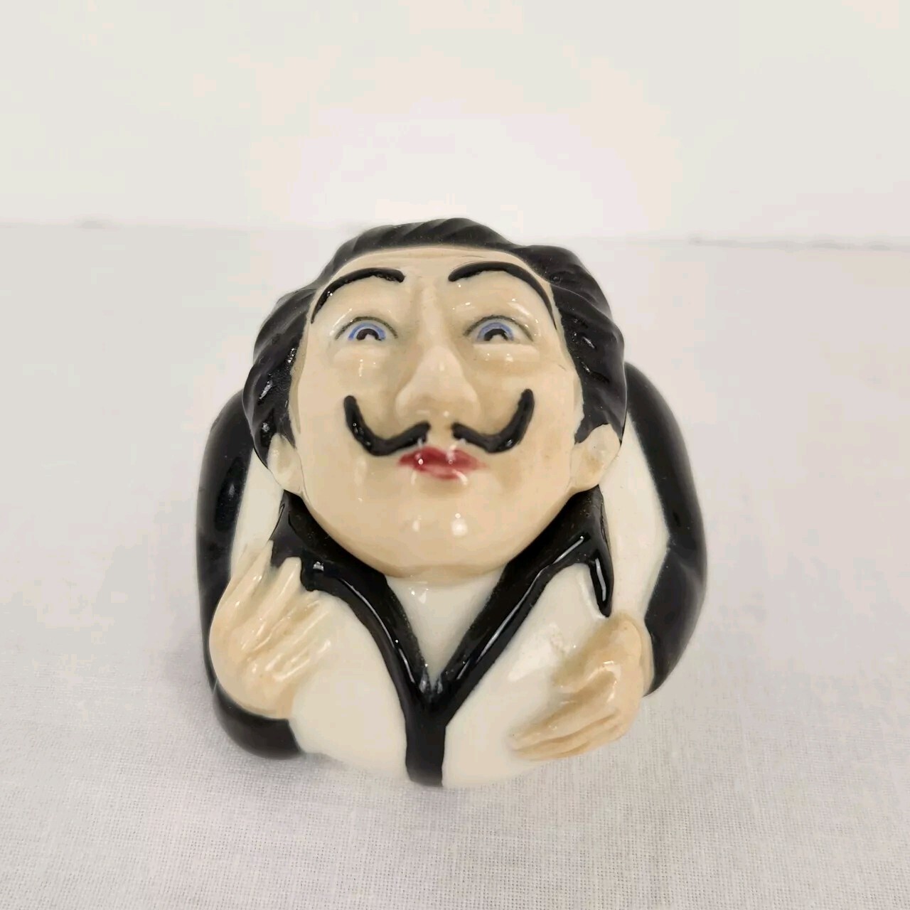 Face Pots Kevin Francis 2000 Figurine 01 Salvador Dali Black White Trinket Dish