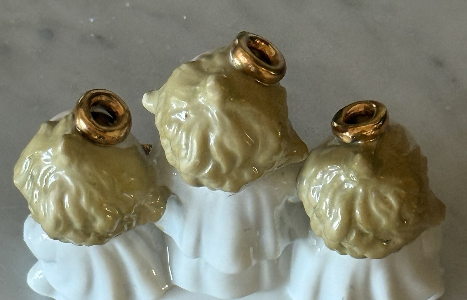 Vintage Hand-Painted Ajax Gold Star Sugar Base Angel Choir Figurines