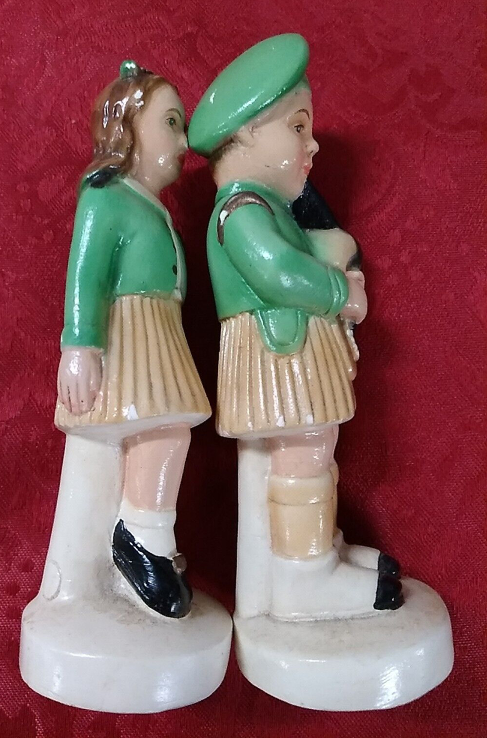Irish Step Dancer & Boy Playing Bagpipes Vintage IAF Pair Republic of Ireland