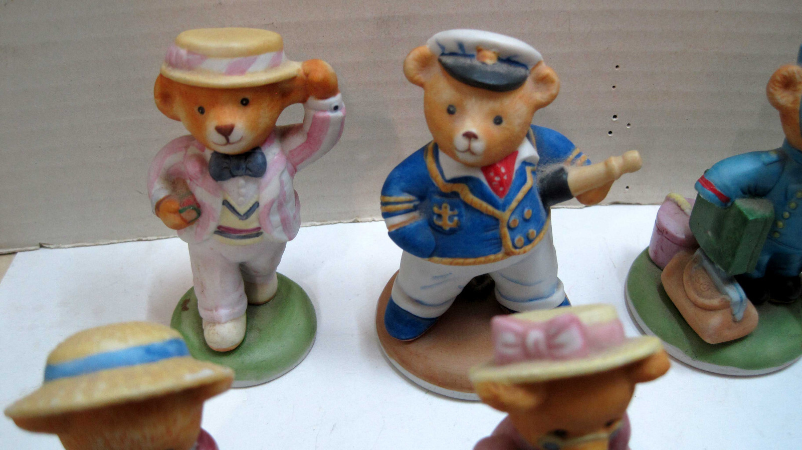 VTG Lot of 10 Franklin Mint Teddington Hotel Bear Figurines Fine Porcelain 1986