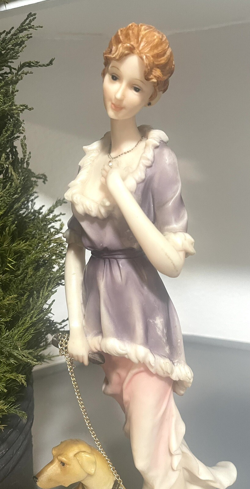 Vintage Giovanni Porcelain Statue Figure 1930’s Woman Lady Dog Figurine