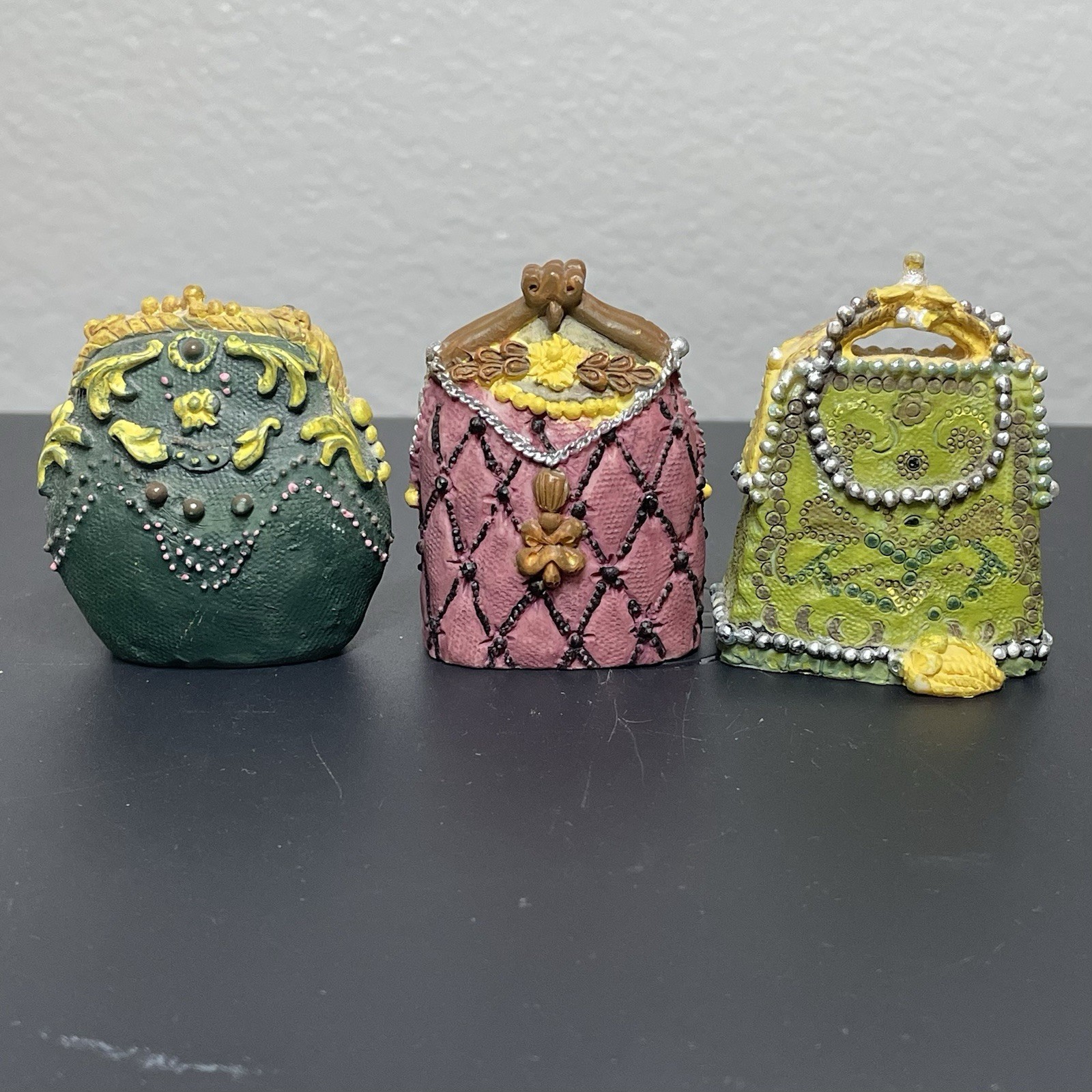 Vintage Resin Mini Purse Collection Set of 3 Purse figurines
