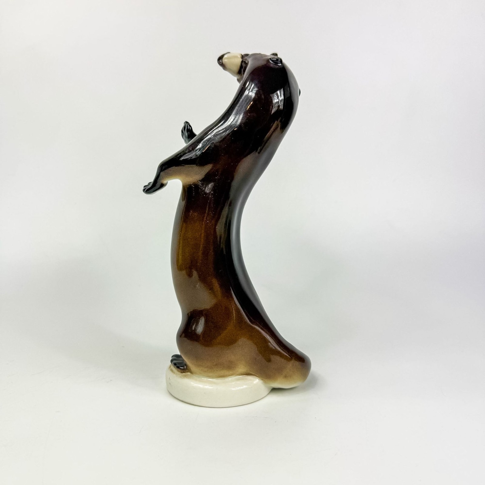 Vintage Lomonosov Porcelain USSR Brown Otter With Fish Figurine