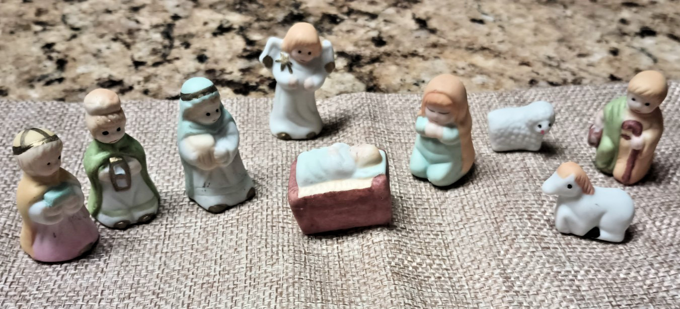 Mini Ceramic Nativity Set 9-Piece Christmas