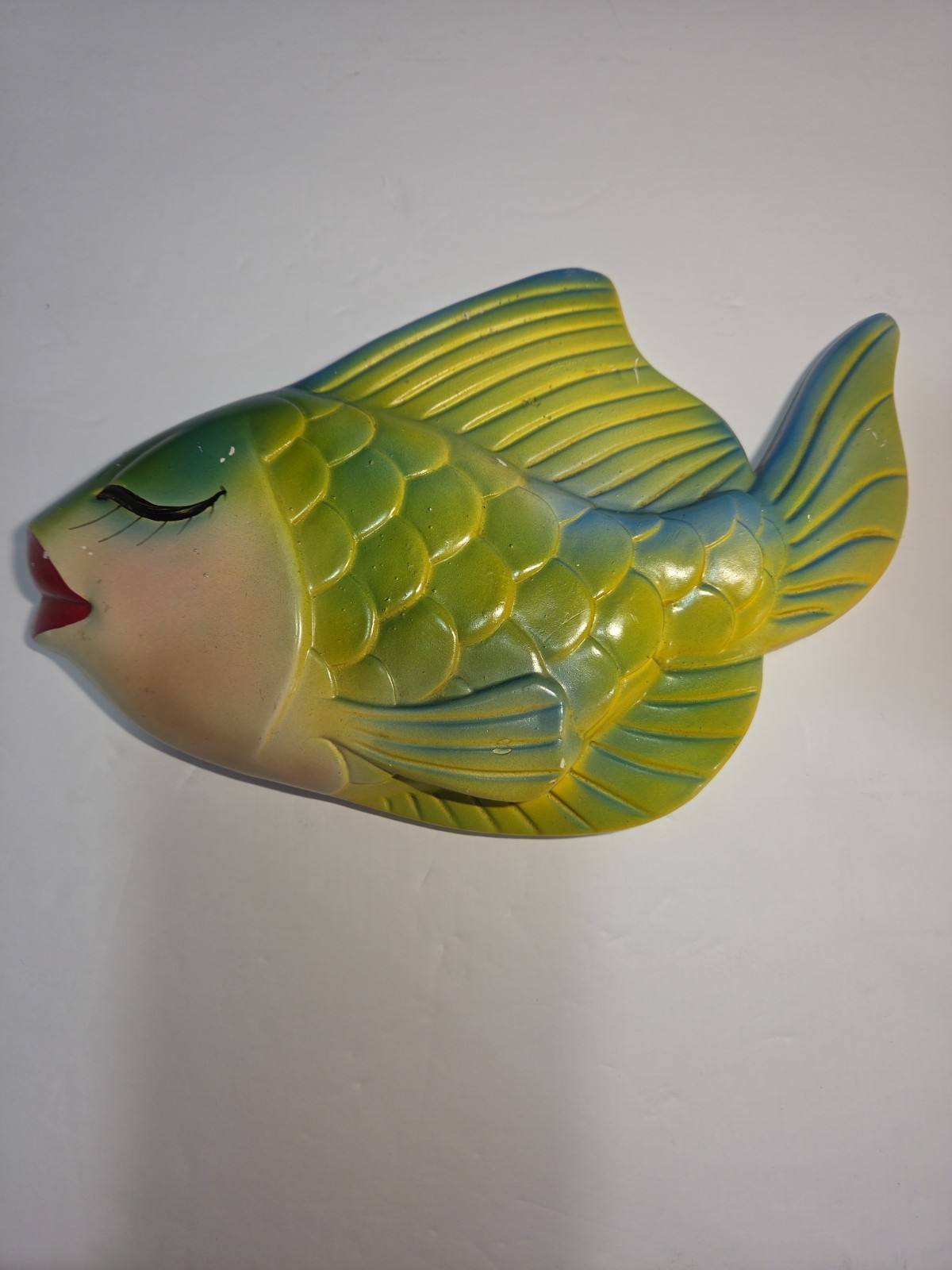 Vintage Anthropomorphic Fish Wall Plaques Pair Mid Century Retro Bathroom Decor
