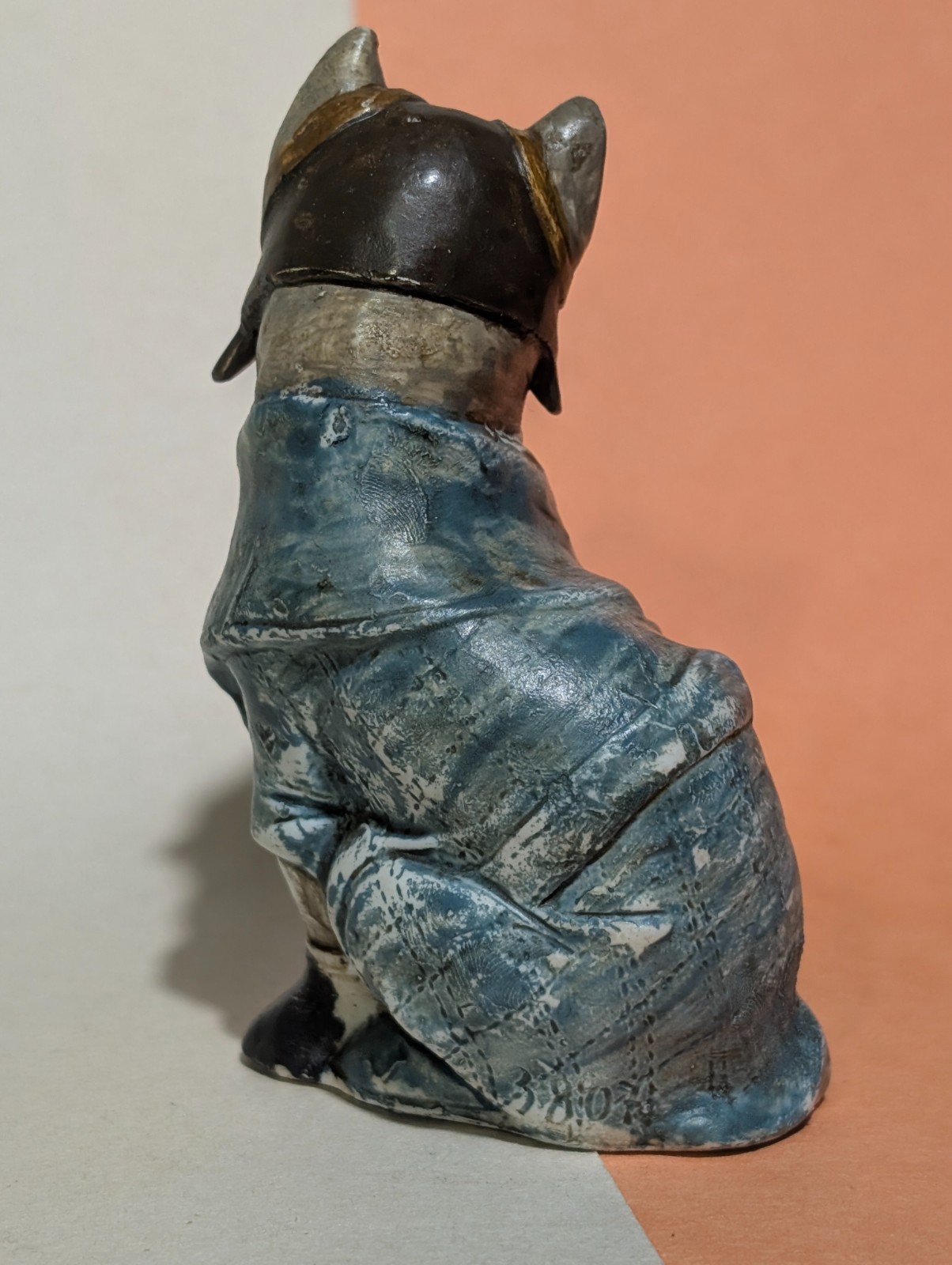Antique German Gebruder Heubach 3807 Bisque Automobilist Motorist Cat Figurine