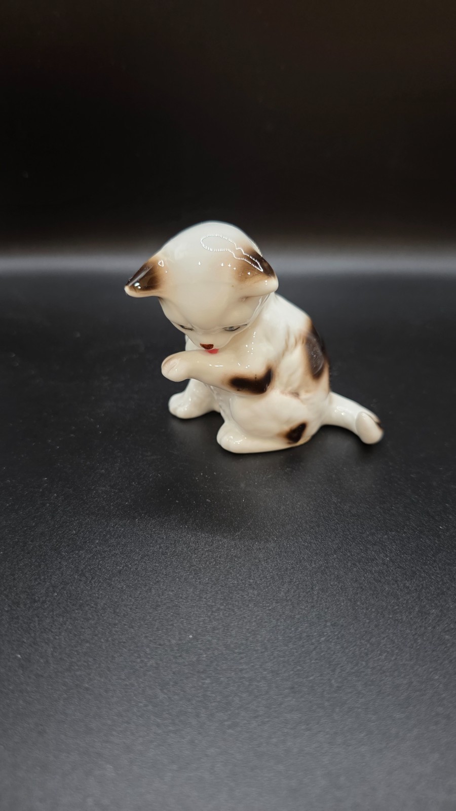 VTG Cats of Character Fine Bone China Figurine Wash Time Brown Spot Tabby