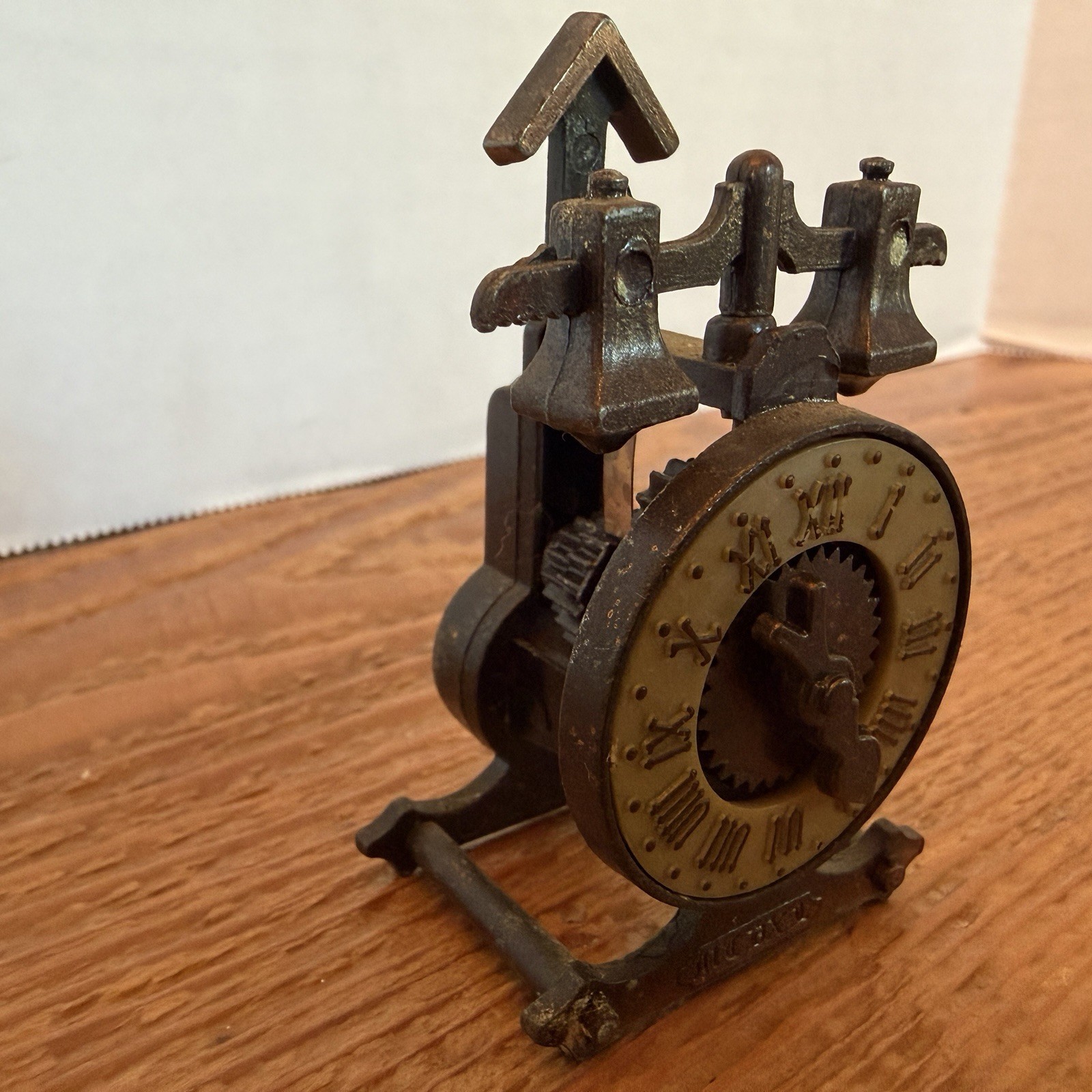 Pencil Sharpener Miniature Clock Die Cast/Bronze -Durham Industries Turning Gear