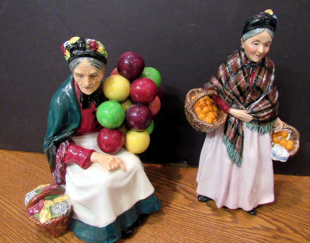 2 VINTAGE ROYAL DOULTON FIGURINES HN2759 ORANGE LADEY & HN1315 OLD B (EZS004051)