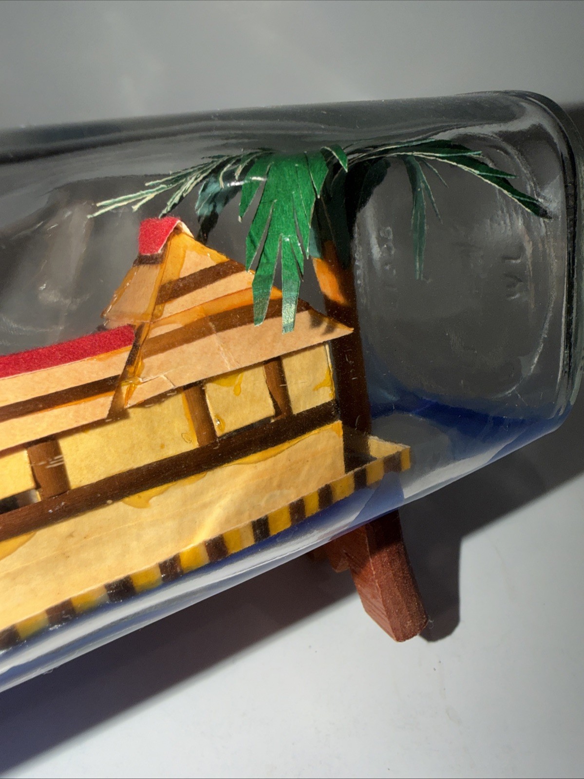 Vintage MCM Philippines Folk Art Village Diorama In A Bottle Tropical Décor