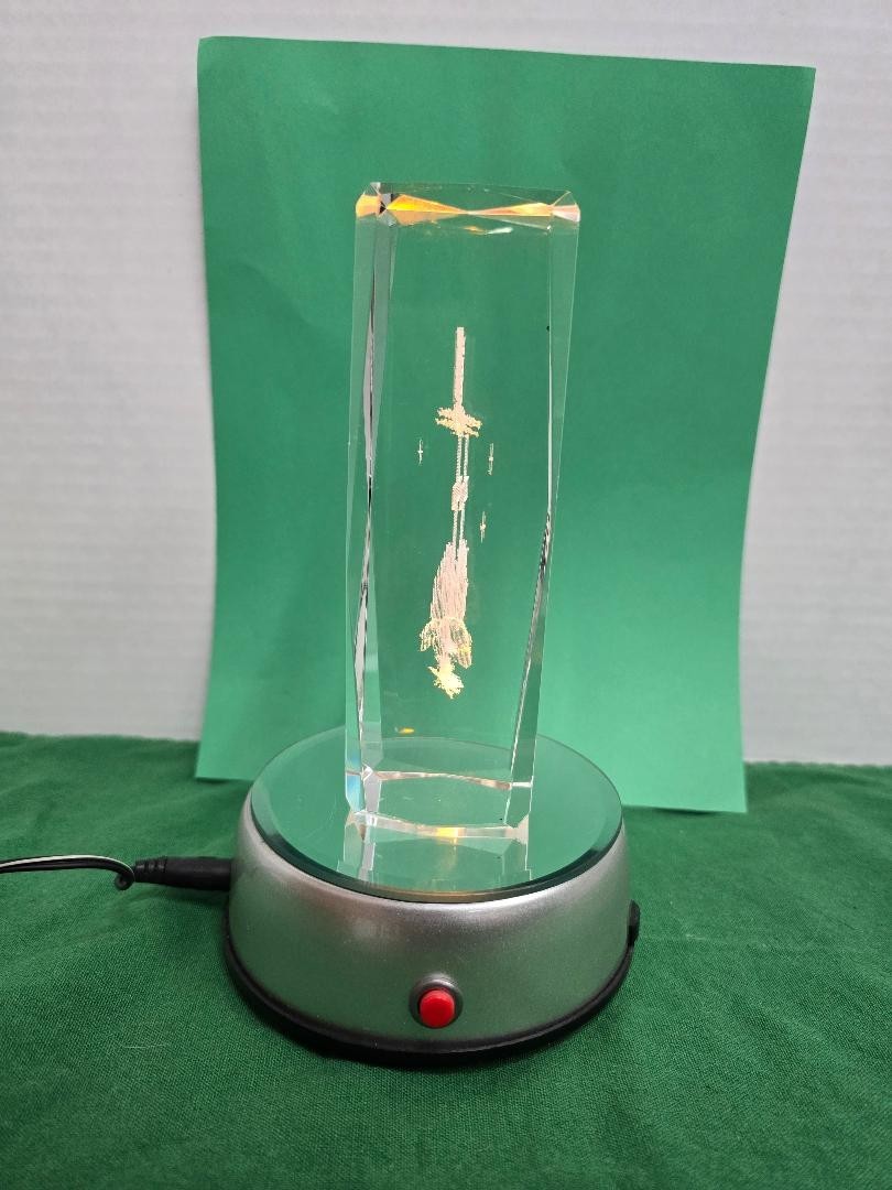 3D Laser Etched Crystal Figurine with LED Light Base.