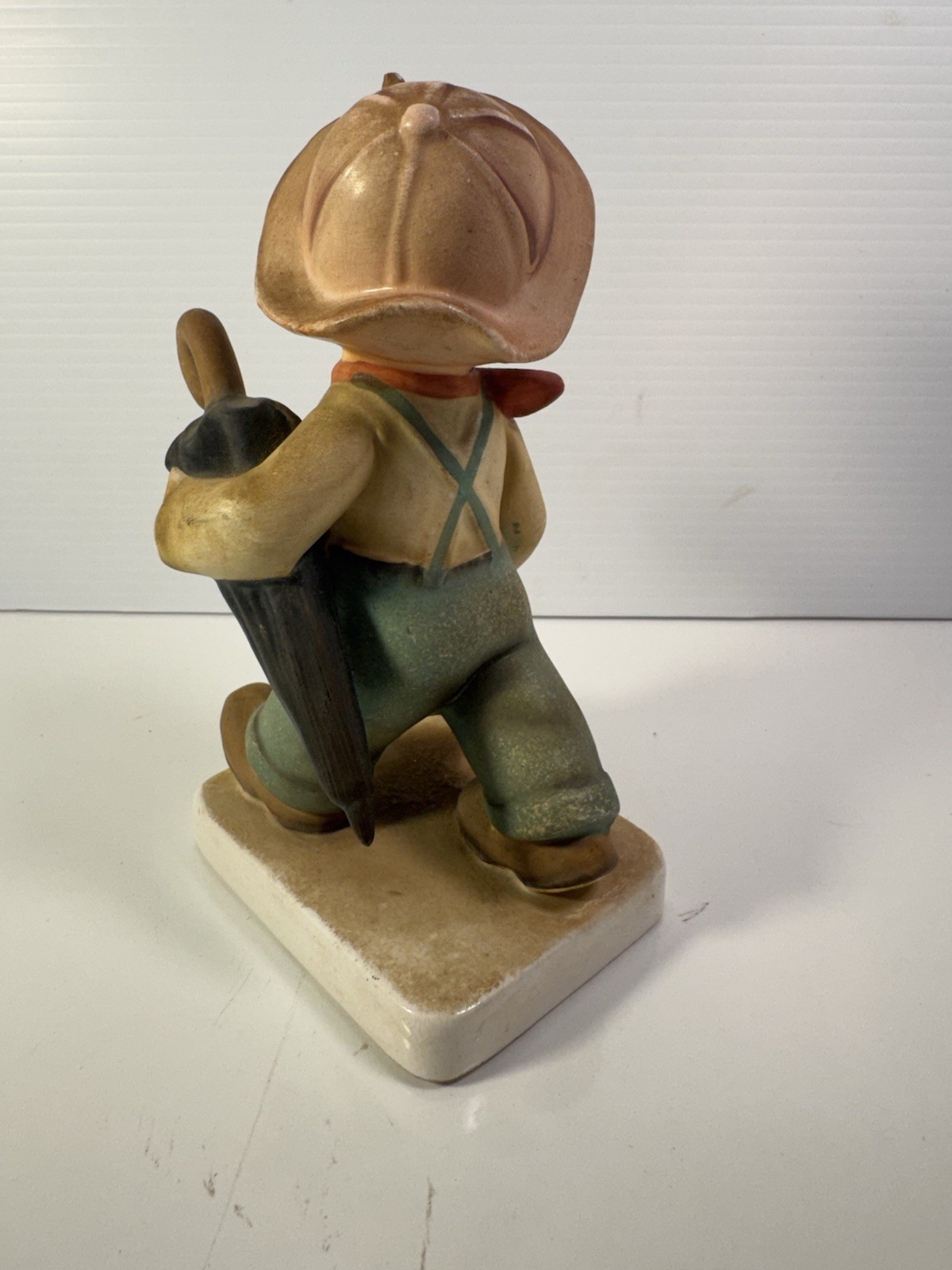 Vintage UCAGCO Ceramics Japan Rare Find Boy Walking Boots And Umbrella 6.5 Inch