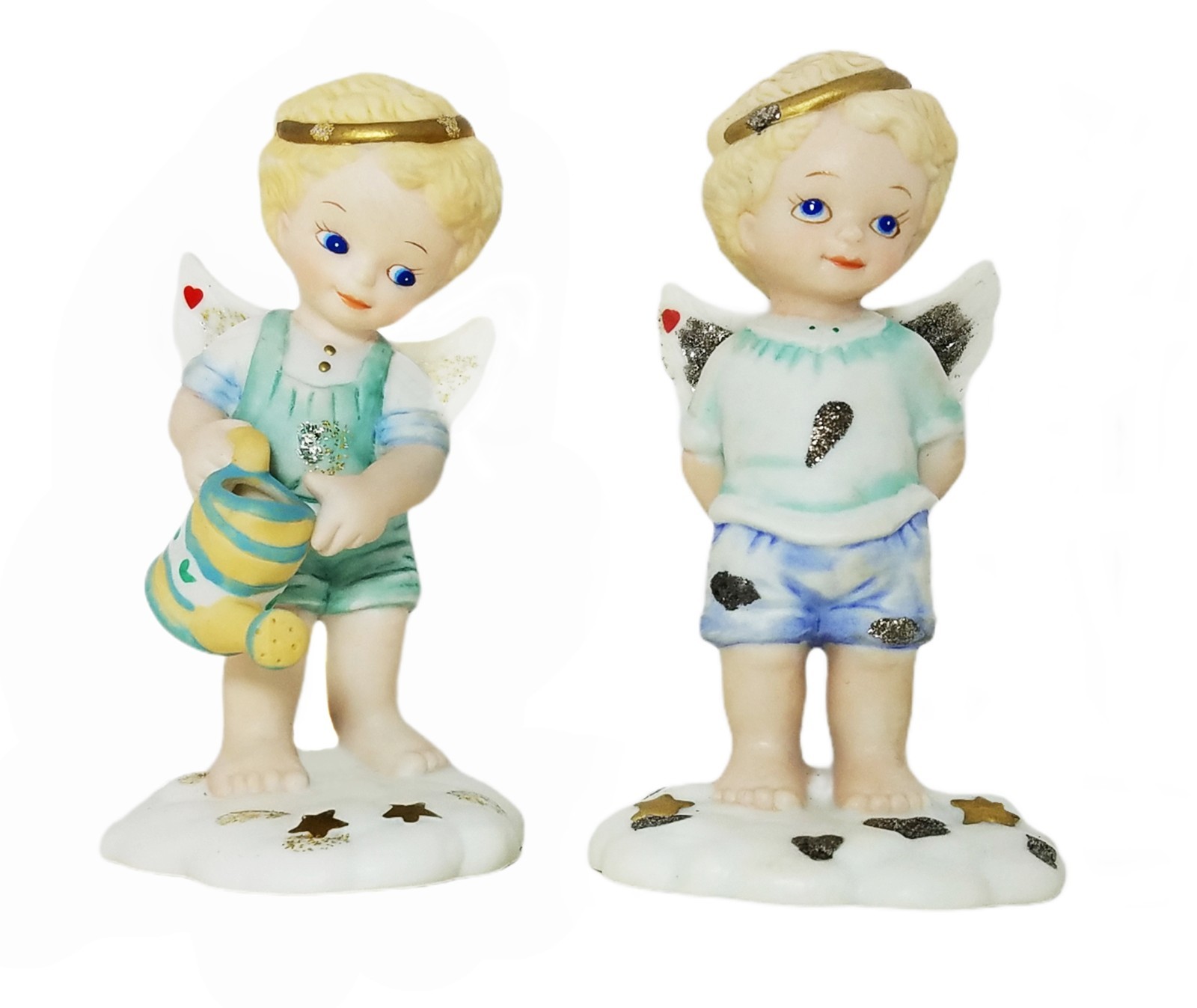 Matching Angel Children Figurine Set Beach Kids Theme 1995 Tender Heart