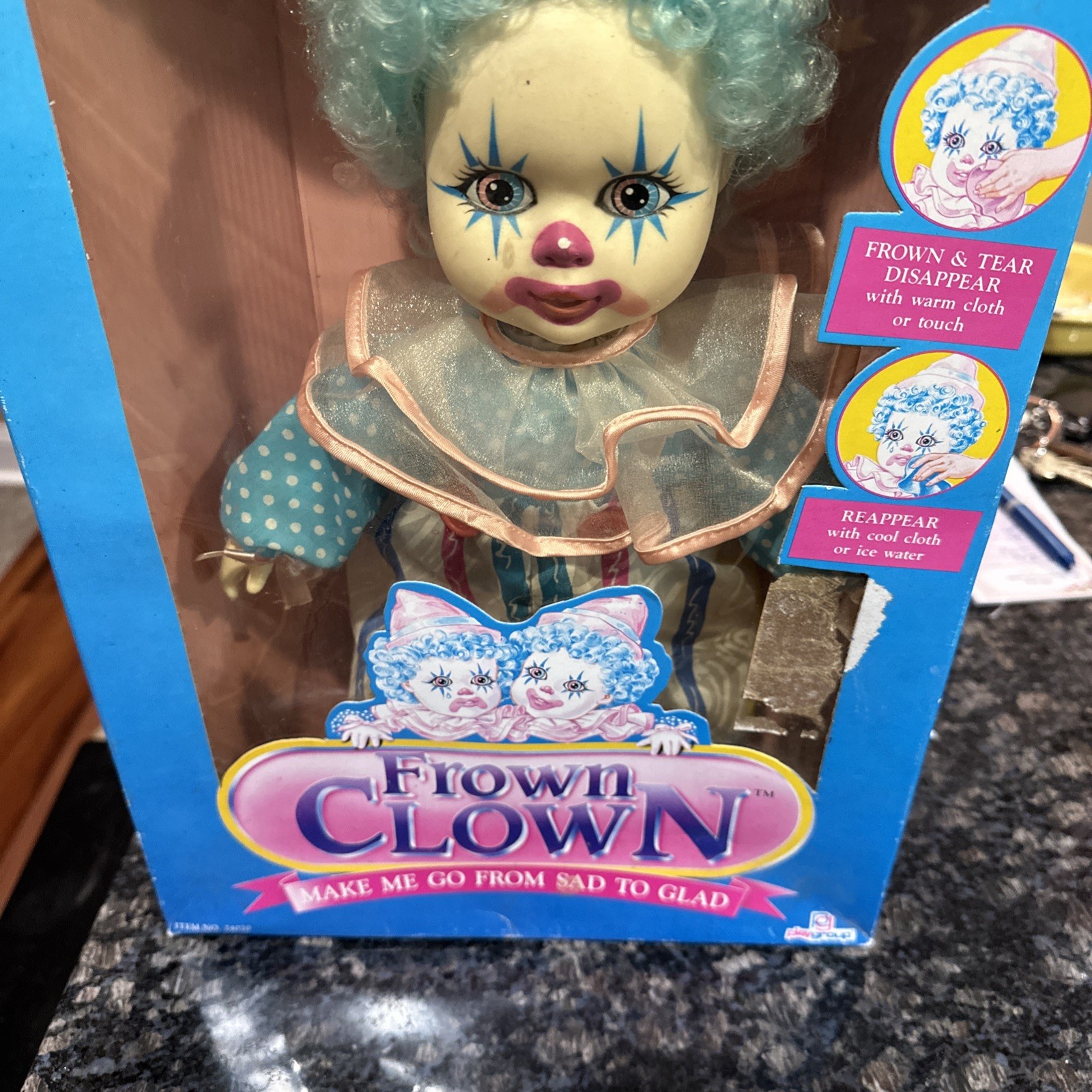 RARE VTG Frown Clown 1991 Magically Wash Away My Frown Sad To Glad Doll In Box