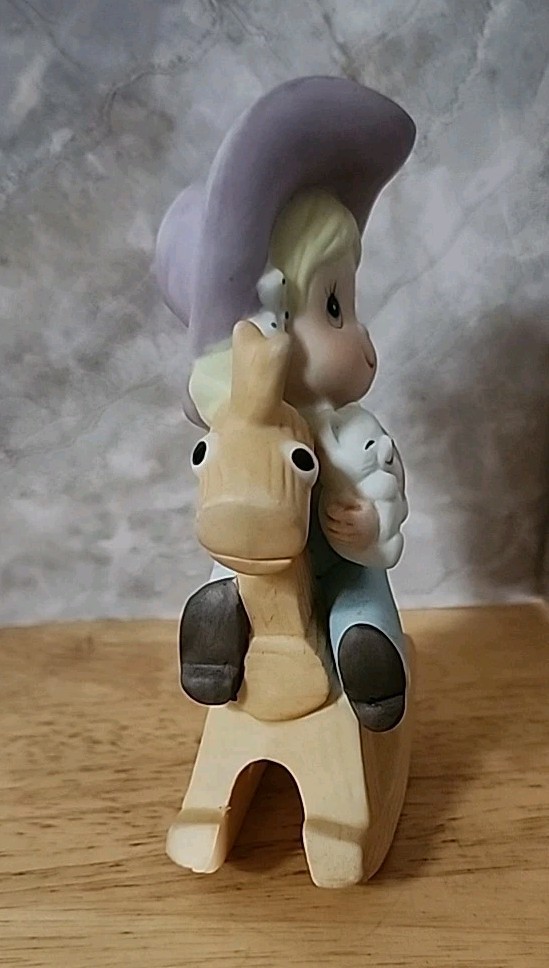 Vintage Homco Cowgirl on Rocking Horse 5.5 Inches Tall Figurine #1417