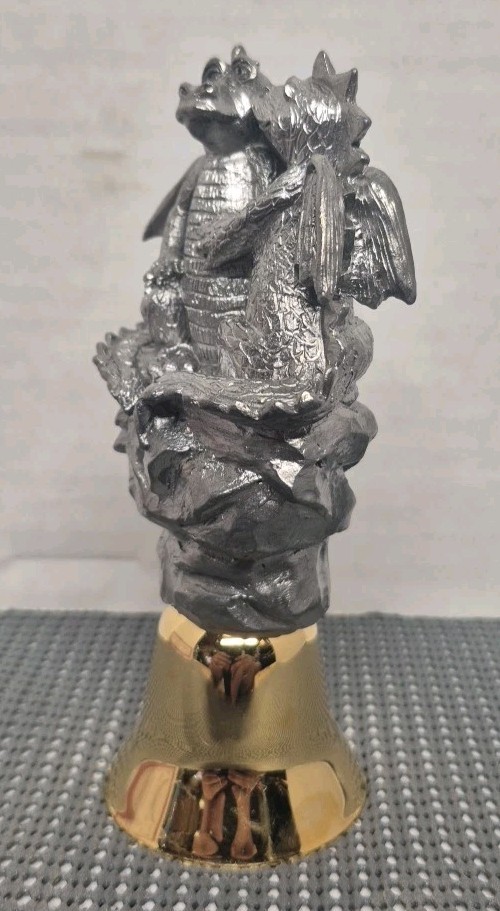 Vintage 1999 Michael Ricker Pewter Dragons Bell “Kathy & Joe” LTD ED #474 W/COA